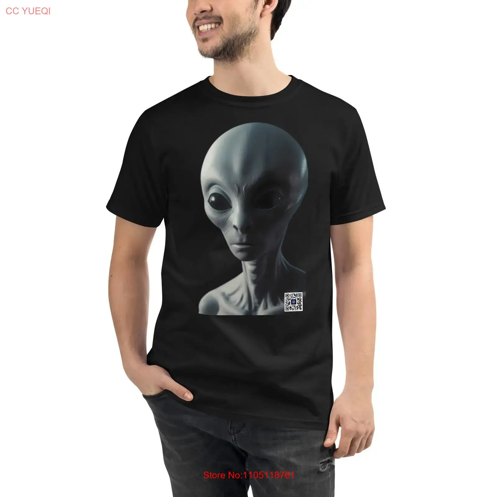 3D Printing Qr Code - Organic Alien T-shirt smartphone camera scannbaar