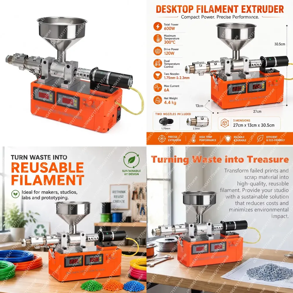 3D Printing Waste - Desktop 3D-print filament-extruder, afvalrecyclingmachine, spuitgietmachine, 3D-print