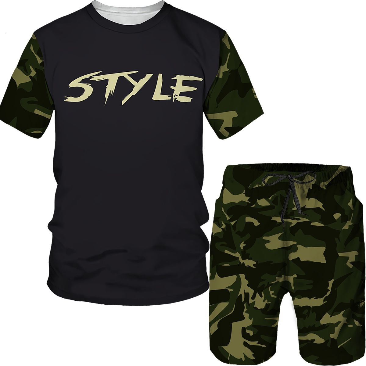 3D Printing Jersey - Camouflage Herenpakken Camo 3D Print T-shirts