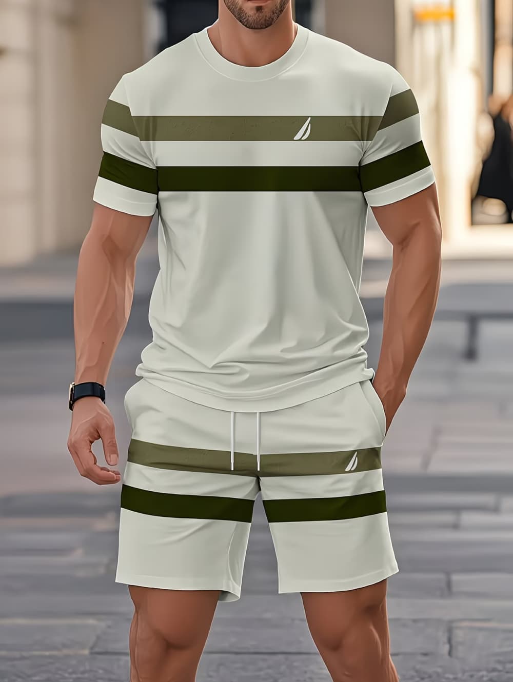 3D Printing Jersey - Mannen Zomer Sets Grappige 3D Streep