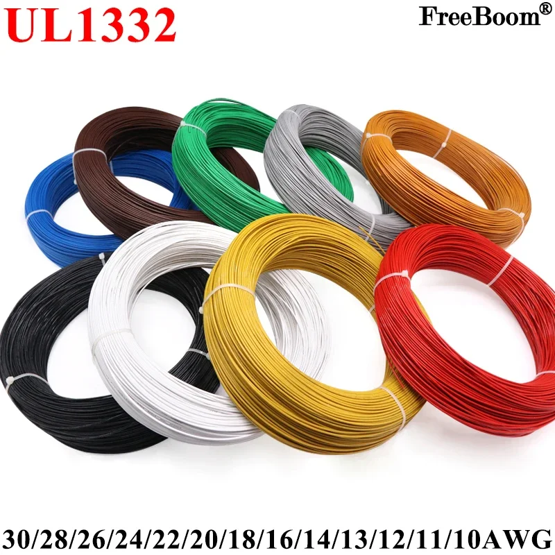 3D Printer Cable Chain - 5M/10M UL1332 PTFE Draad 30/28/26/24/22/20/18/16/14/13/12/10 AWG