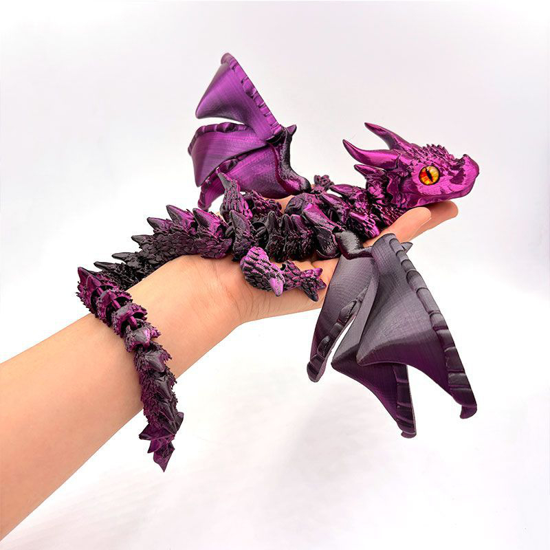 3D Printing App - 3D-geprint gevleugeld drakenfiguurtje met willekeurige ogen,